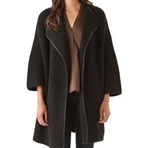 Vince leather trim car coat sz m